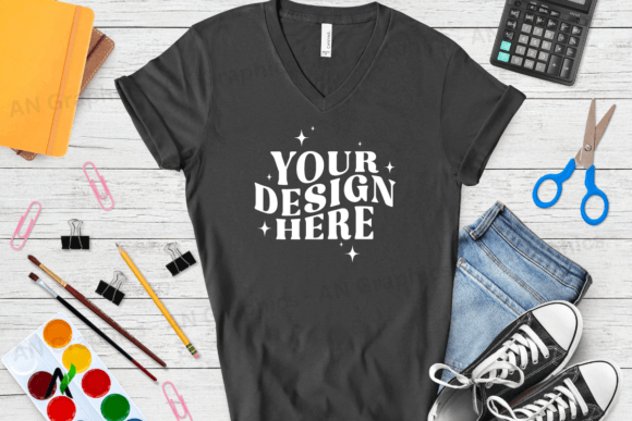 Bella Canvas 3005 V-Neck Mockup - 019