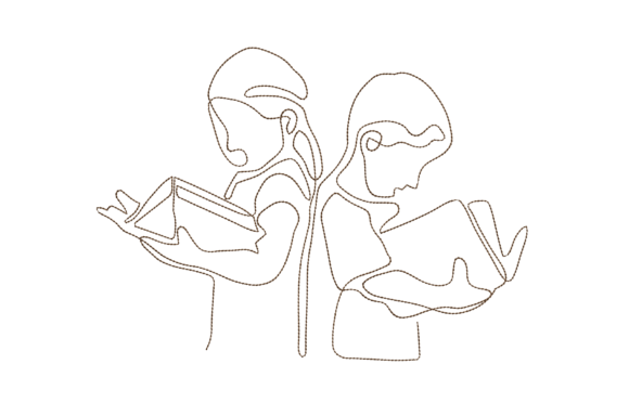Children Reading Motivational Machine Embroidery Design