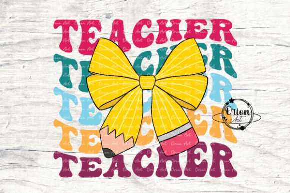 Groovy Wavy Teacher Pencil Bow PNG: A Versatile Design for Educational and Creative Projects
