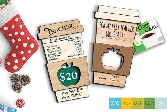 Teacher Coffee Mug Gift Card Holder SVG