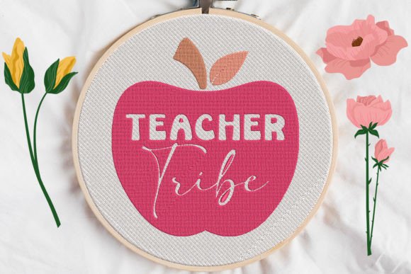 Teacher Tribe Apple Teacher: A Unique Embroidery Design for Creative Expression